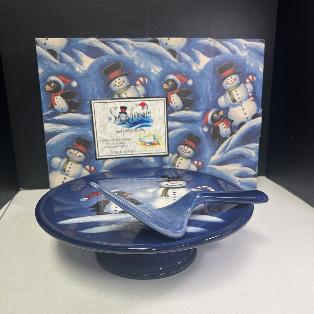 Snow Friends Tabletops Unlimited 12" Cake Plate With Server